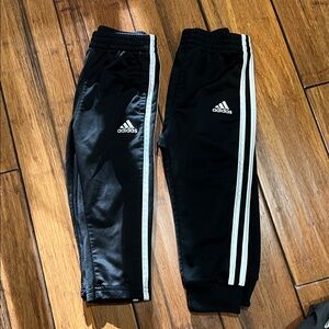 Adidas Kids Black Joggers with White Stripes (2 Pairs)